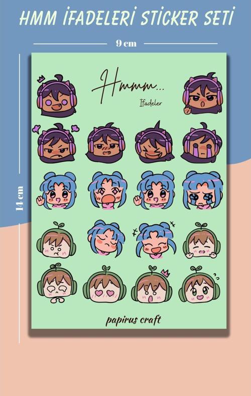 Hmm İfadeleri Yeşil Sticker , Çıkartma , Etiket Seti