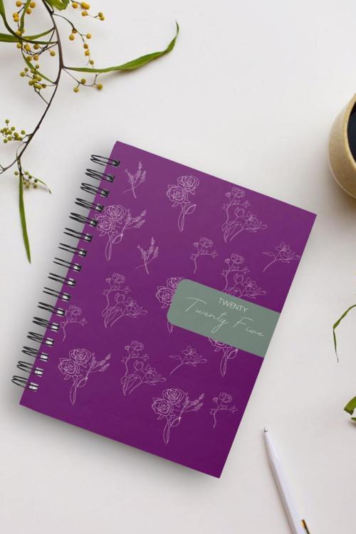 A5 Spiralli Süresiz Planlayıcı Ajanda-12 Aylık-Çiçekli