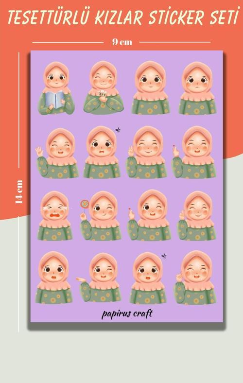 Tesettürlü Kızlar Sticker , Çıkartma , Etiket Seti