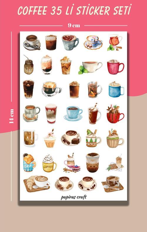 Coffee 35Li Sticker , Çıkartma , Etiket Seti