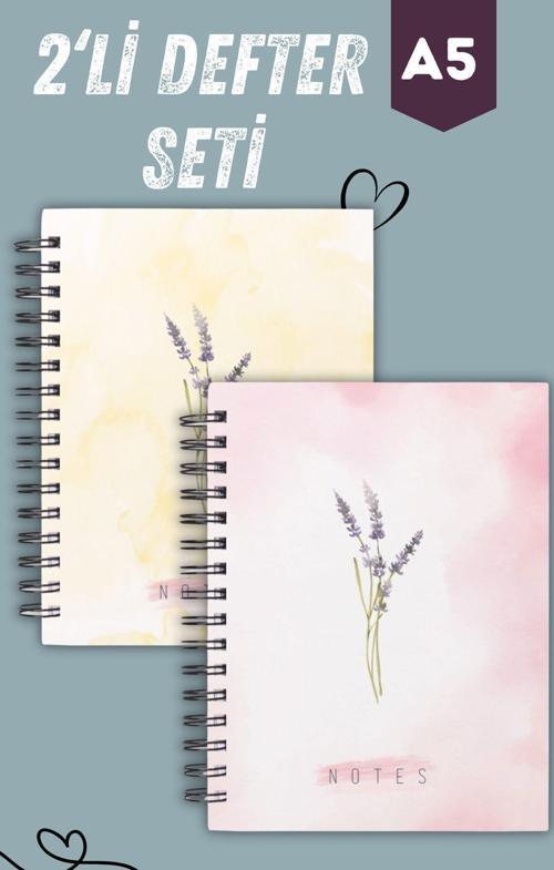 Spiralli Defter -| 2 Adet | Çizgisiz | A5 | Çelik Spiral | 90 Sayfa | Sert Karton Kapak