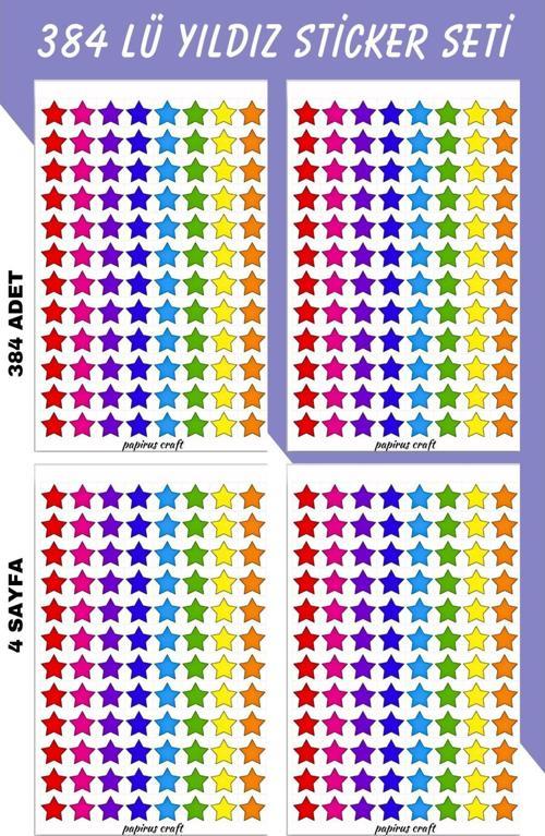 384 Lü Yıldız Sticker Çıkartma Seti , Okul Tebrik Stickerı ,Öğretmen Hediyesi, Aferin
