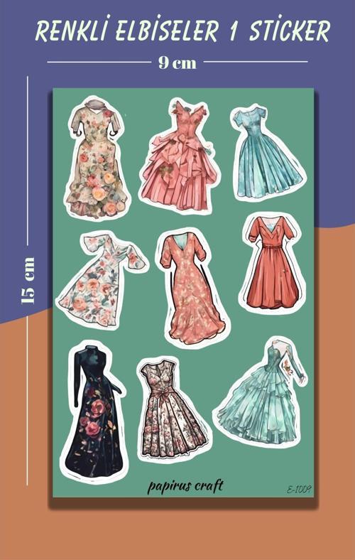 Renkli Elbiseler Sticker Seti , Çıkartma , Etiket Seti