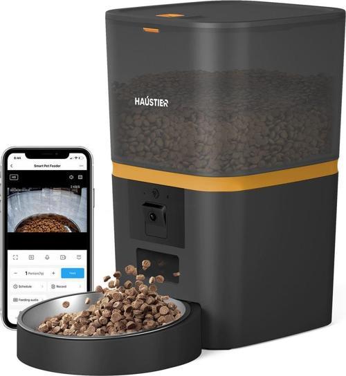 Qq009 Akıllı Kedi Köpek Otomatik Mama Kabı Fhd Kameralı, Siyah Türkiye Garantili