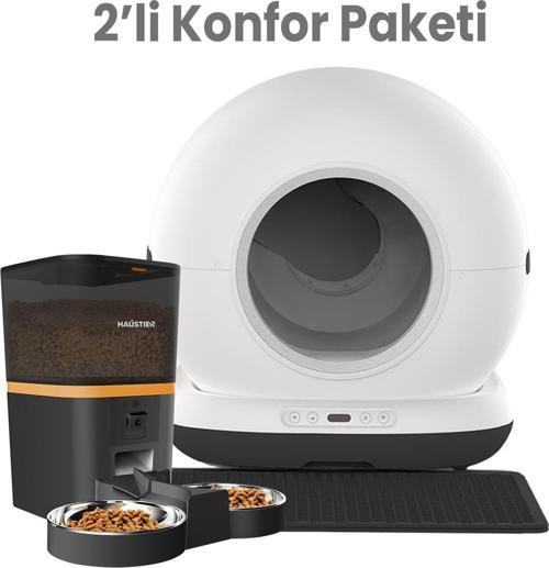 Akıllı Otomatik Kedi Tuvaleti Akıllı Mama Kabı 2 Li Set (Haustier Türkiye Garantili)
