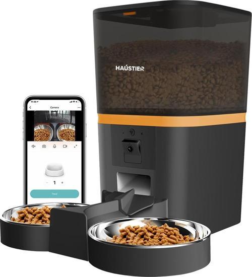 Qq009-Dual Fhd Kameralı, Akıllı Otomatik Kedi Mama Kabı Siyah Türkiye Garantili