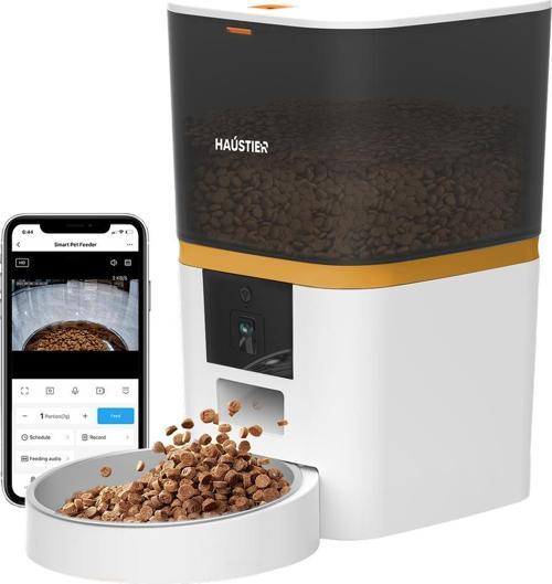 Qq005 Kameralı Akıllı Otomatik Kedi Mama Kabı Beyaz (Haustier Türkiye Garantili)