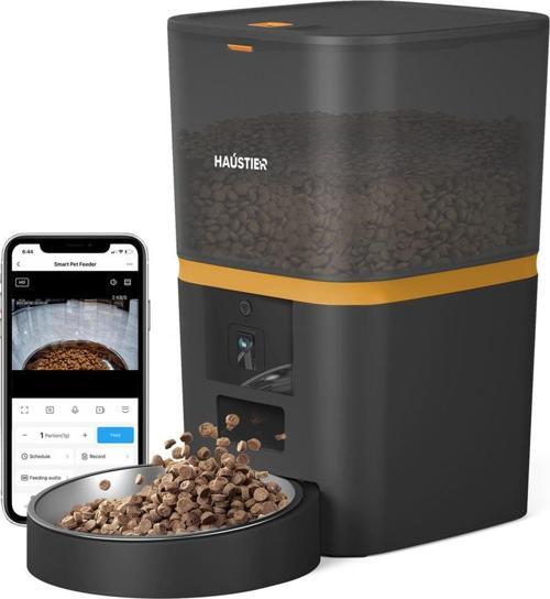 Qq005 Kameralı Akıllı Kedi Köpek Otomatik Mama Kabı Siyah Türkiye Garantili