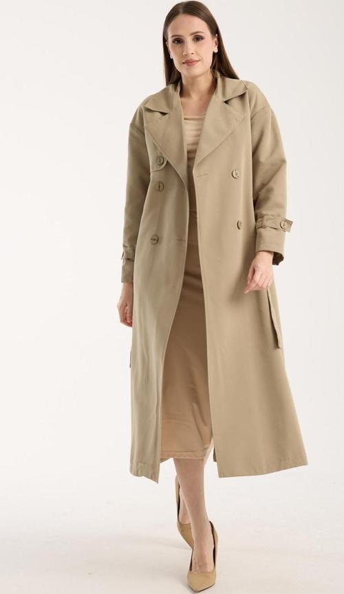 Açık Haki Oversize Rüzgarlık Detaylı Trençkot