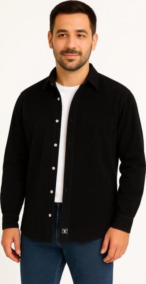 MDB Erkek Fitilli Kadife Cepli Gömlek Oversize Rahat Kalıp  iyah