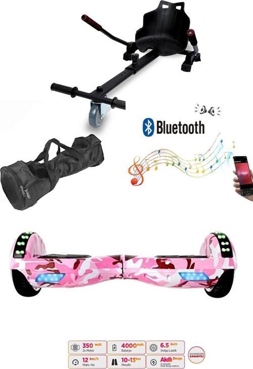 Elektrikli Kaykay Scooter Akıllı Denge Hoverboard + HoverKart + Çanta FULL LEDLİ EXTREM PAKET D05