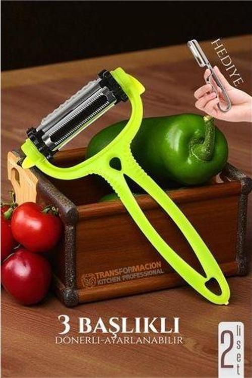 3 Bıçaklı Soyacak Seti - Sebze Soyacağı Profesyonel Paslanmaz Çelik 2 li SET