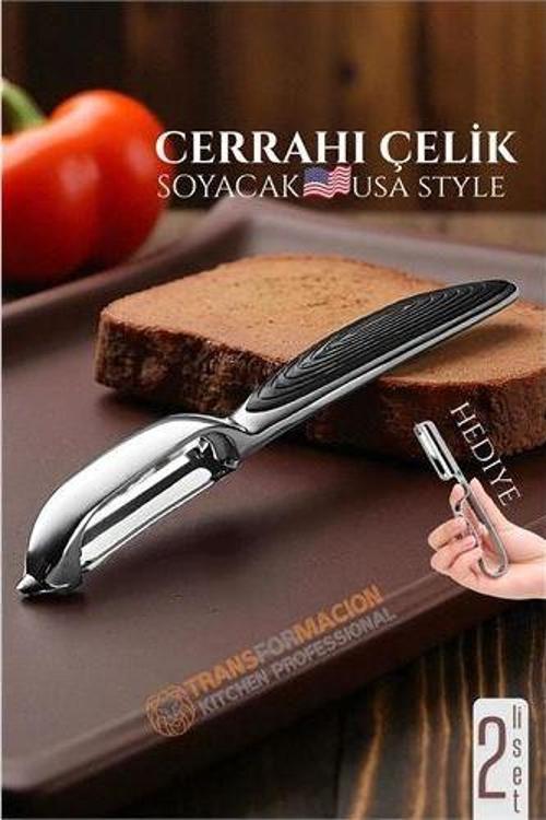 Amerikan Tip Soyacak Seti- Sebze Soyacağı Profesyonel Paslanmaz Çelik 2 li SET