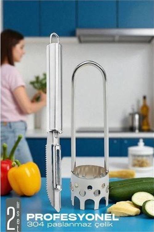 Dolmalık Biber Oyacağı Soyacak Seti - Sebze Oyacağı - Profesyonel Çelik 2 li set