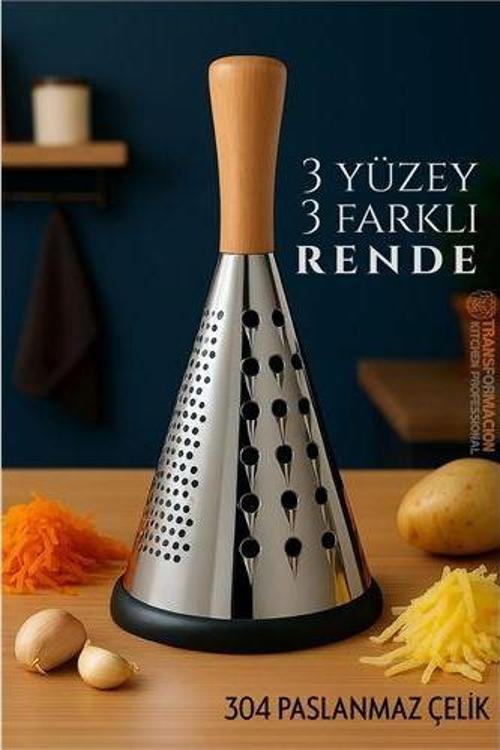 El Rendesi - Konik Tip Ergonomik 3 Taraflı Profesyonel 304 Paslanmaz Çelik