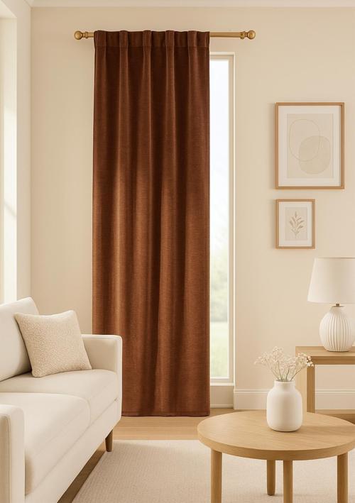 Rayna Kadife Perde Kiremit 120x210