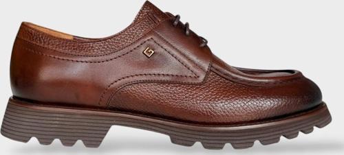 Erkek Hakiki Deri Bağcıklı Kalın Taban Ayakkabı KAHVERENGİ