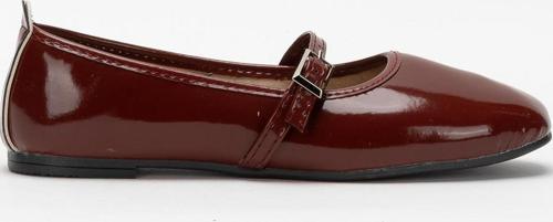 Kadın Kemer Detay Rugan Babet Ayakkabı BORDO