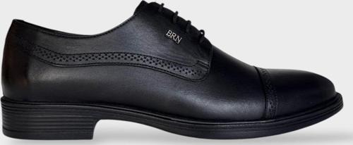 Erkek Hakiki Deri Bağcıklı Ayakkabı SİYAH - FÜME