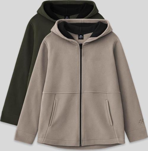 Standart Fit Kapüşonlu 2li Paket Haki-Koyu Bej Kız Çocuk Sweatshirt - 75152