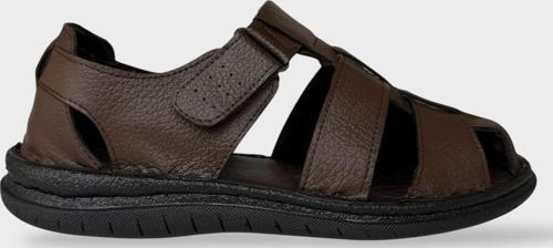 Erkek İçi Dışı Hakiki Deri Ortopetik Yazlık Esnek ve Çok Hafif Günlük Ayakkabı Sandalet KAHVERENGİ