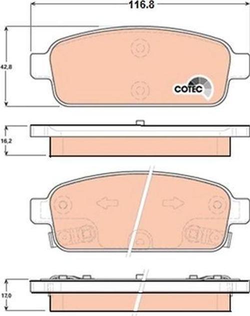 Disk Fren Balatası Arka Opel Astra 09-- Chevrolet Aveo 13-- Cruze 09>, Orlando 11--