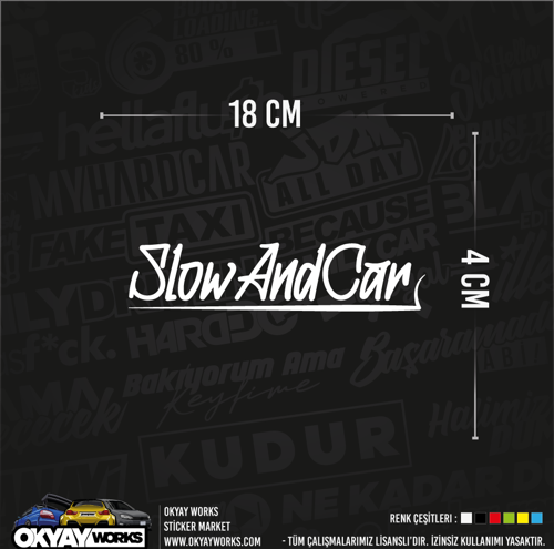 Slow And Car Sticker - Kırmızı