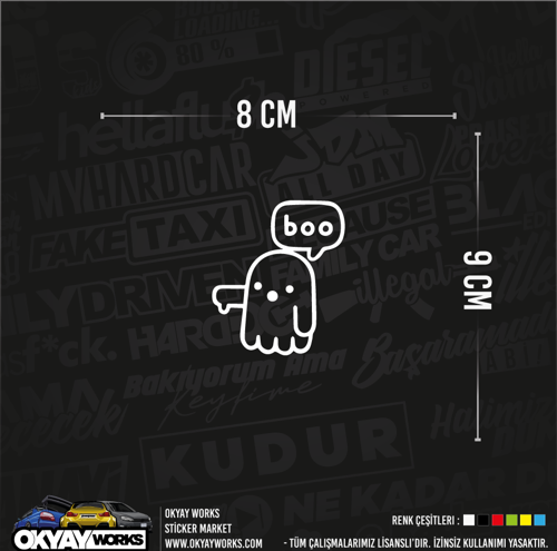 Boo Sticker - Beyaz