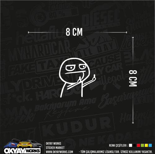 Orta Parmak Sticker - Beyaz