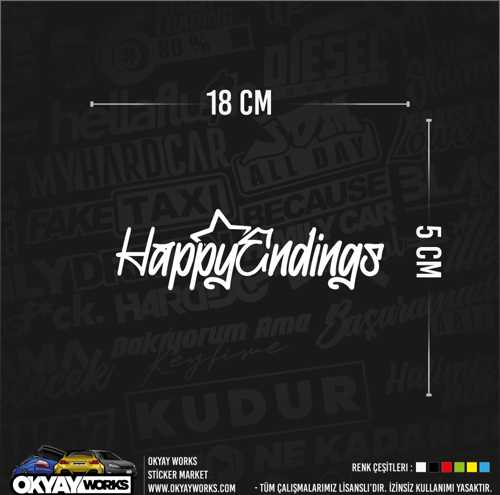 Happy Endings Sticker - Siyah