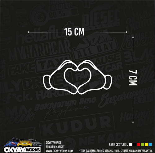 Kalp Figür Sticker - Beyaz