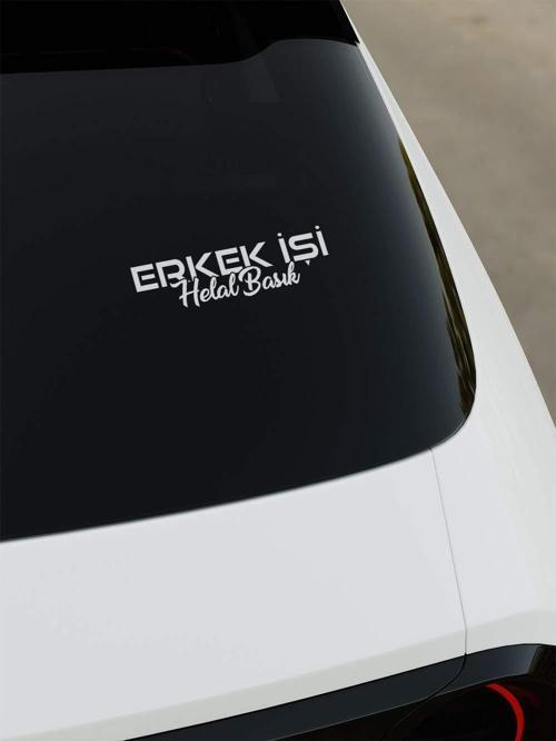 Erkek İşi Helal Basık Sticker - Beyaz - Beyaz