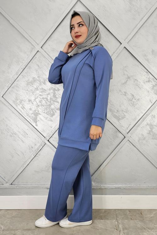 KADIN DÜĞME DETAYLI NERVÜR DİKİM TESETTÜR TAKIM