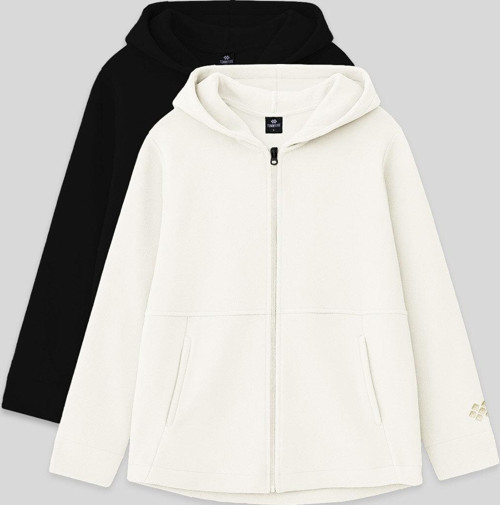 Standart Fit Kapüşonlu 2li Paket Siyah-Ekru Kız Çocuk Sweatshirt - 75152