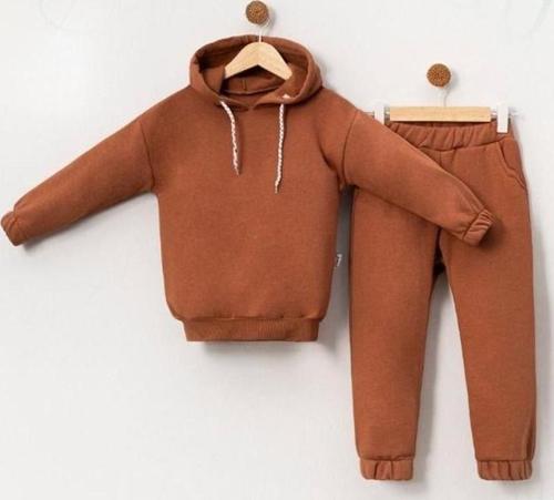 KAPÜŞONLU BASIC ÜÇ İPLİK ŞARDONLU ALT ÜST TAKIM - BP-1611-Kahverengi-2 Yaş Kahverengi