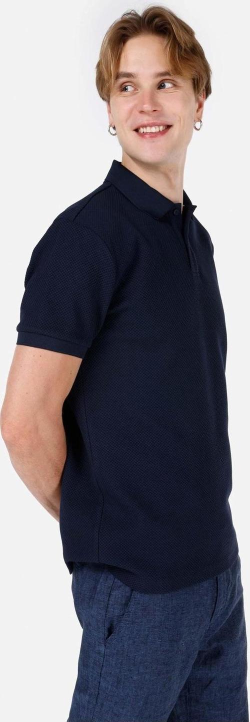 Normal Kesim Polo Yaka Düğmeli Lacivert Erkek Kısa Kol Tişört