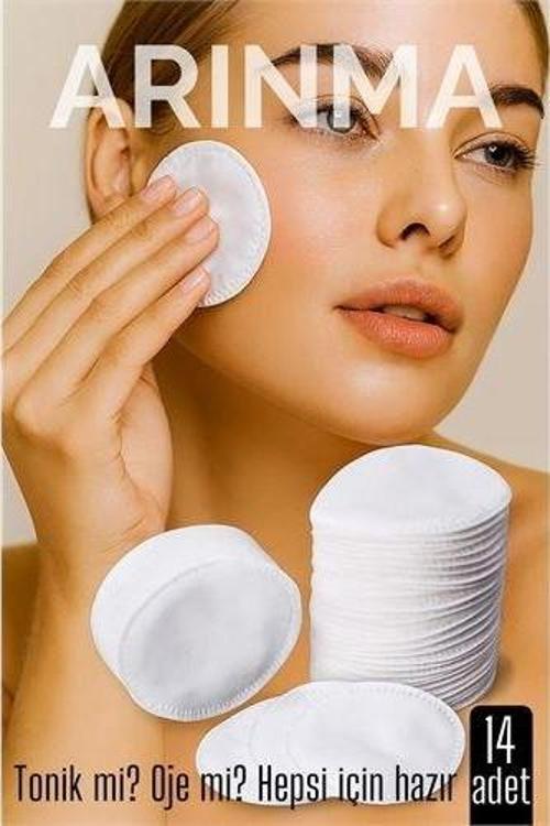 14'lü  Kozmetik Disk Pamuk Premium Makyaj Temizleme Pamuğu  Tonik ve Oje İçin Çift Taraflı Diskler