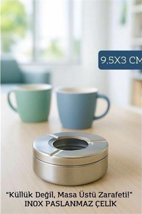 HSNET Inox Çelik Küllük – 9.5 cm x 3 cm | Modern Hijyenik ve Dayanıklı Tasarım