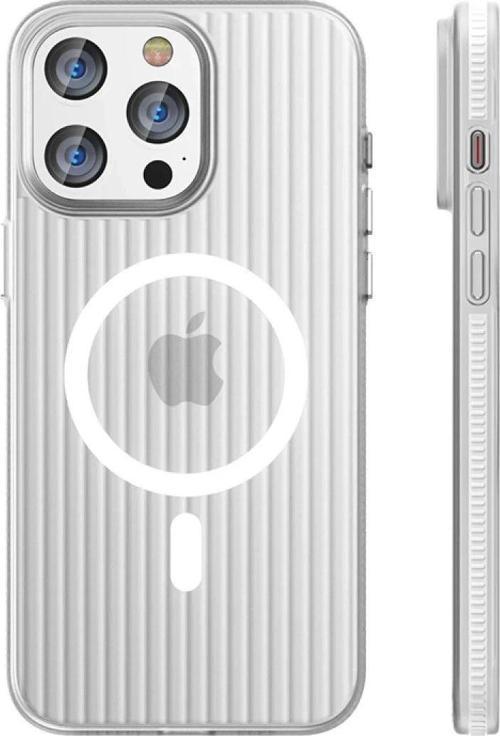 iPhone 15 Pro Max Line Magsafe Kapak - Beyaz-(5796)