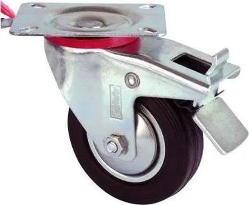 Servis Tekeri - Tablalı Frenli Siyah Döner - Çap 150 Mm