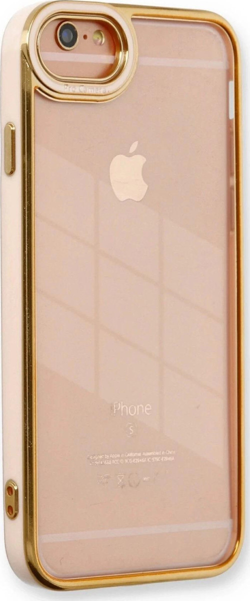 iPhone 6 Kılıf Liva Lens Silikon - Pudra-(5796)