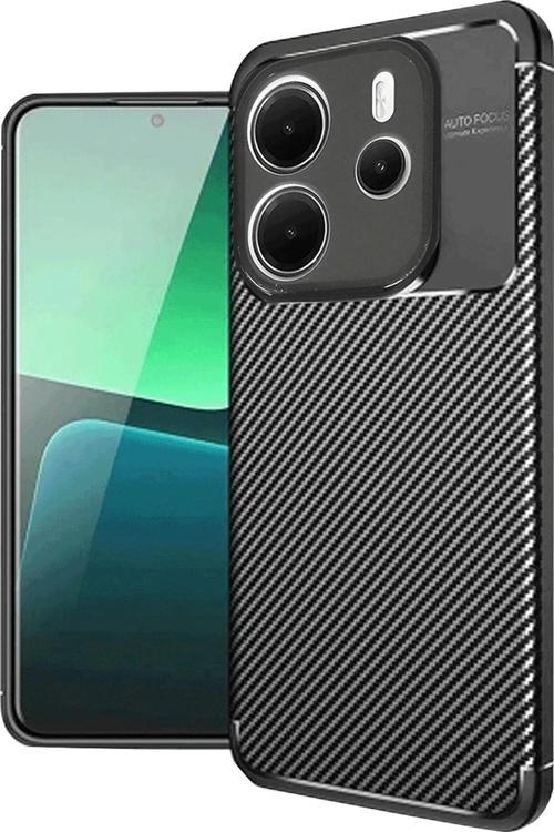 Xiaomi Redmi Note 14 4G Kılıf Auto Focus Karbon Kapak - Siyah-(5796)