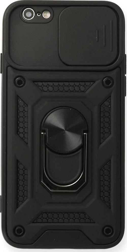 iPhone 6 Kılıf Pars Lens Yüzüklü Silikon - Siyah-(5796)