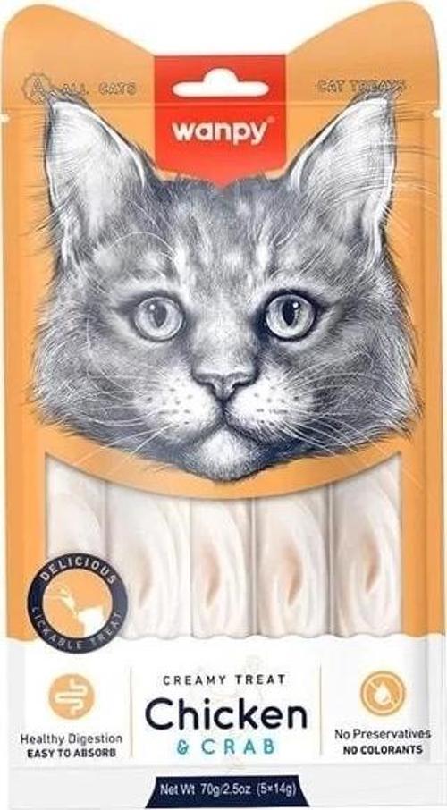 Wanpy Kremalı Tavuk ve Yengeçli Kedi Ödül Maması 5 Adet 14 Gr