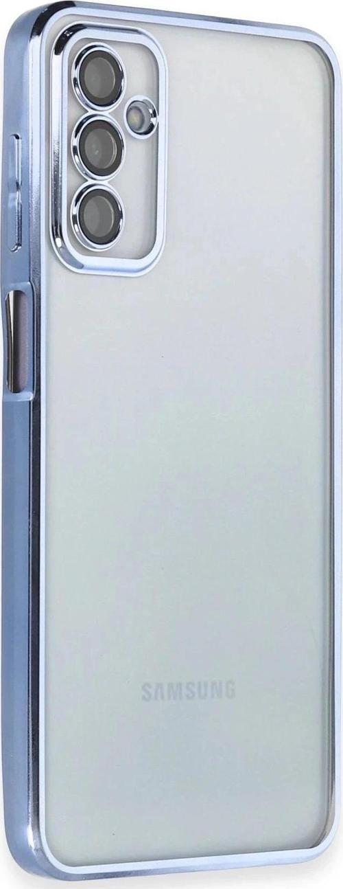Samsung Galaxy M23 Kılıf Lensli Silikon - Açık Mavi-(5796)