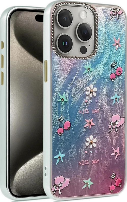 iPhone 15 Pro Max Kılıf Blade Aynalı Desenli Kapak - Desen 4-(5796)