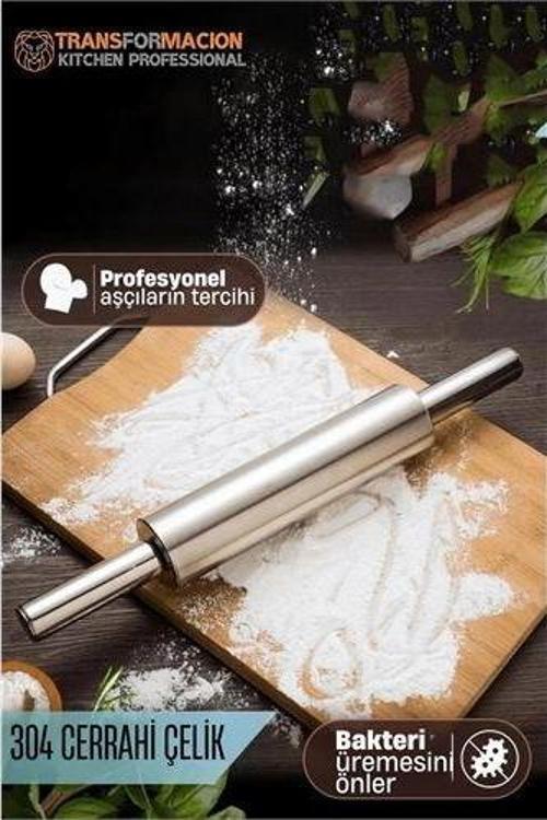 HSNET Çelik Merdane - Profesyonel Hamur Açma Merdanesi - 304 Paslanmaz Çelik Mutfak Merdanesi