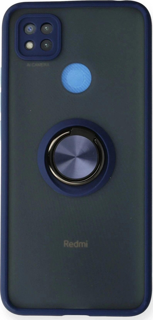 Xiaomi Redmi 9C Kılıf Montreal Yüzüklü Silikon Kapak - Lacivert-(5796)