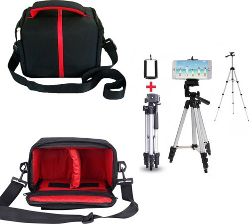 Canon Uyumlu Dslr Kare Çanta Omuz Çantası + 102Cm Dslr Telefon Tripod Foto Video Kit
