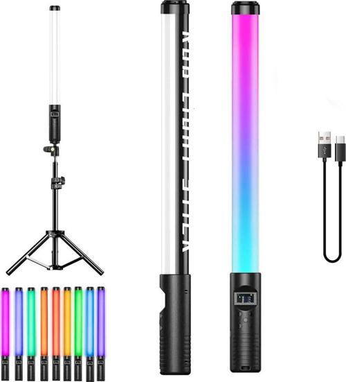 Rgb Led Işık Çubuk Led Renk Partisi Foto Video Rgb Işık Şarjlı Stüdyo Işığı+2M Işık Ayağı